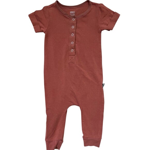 Rags to Raches 6-12M Romper Solid Terra Cotta Color - Picture 1 of 8